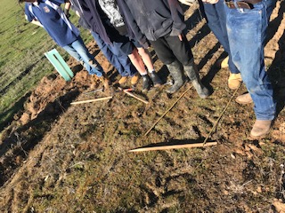 Year 8 students with planting tools
